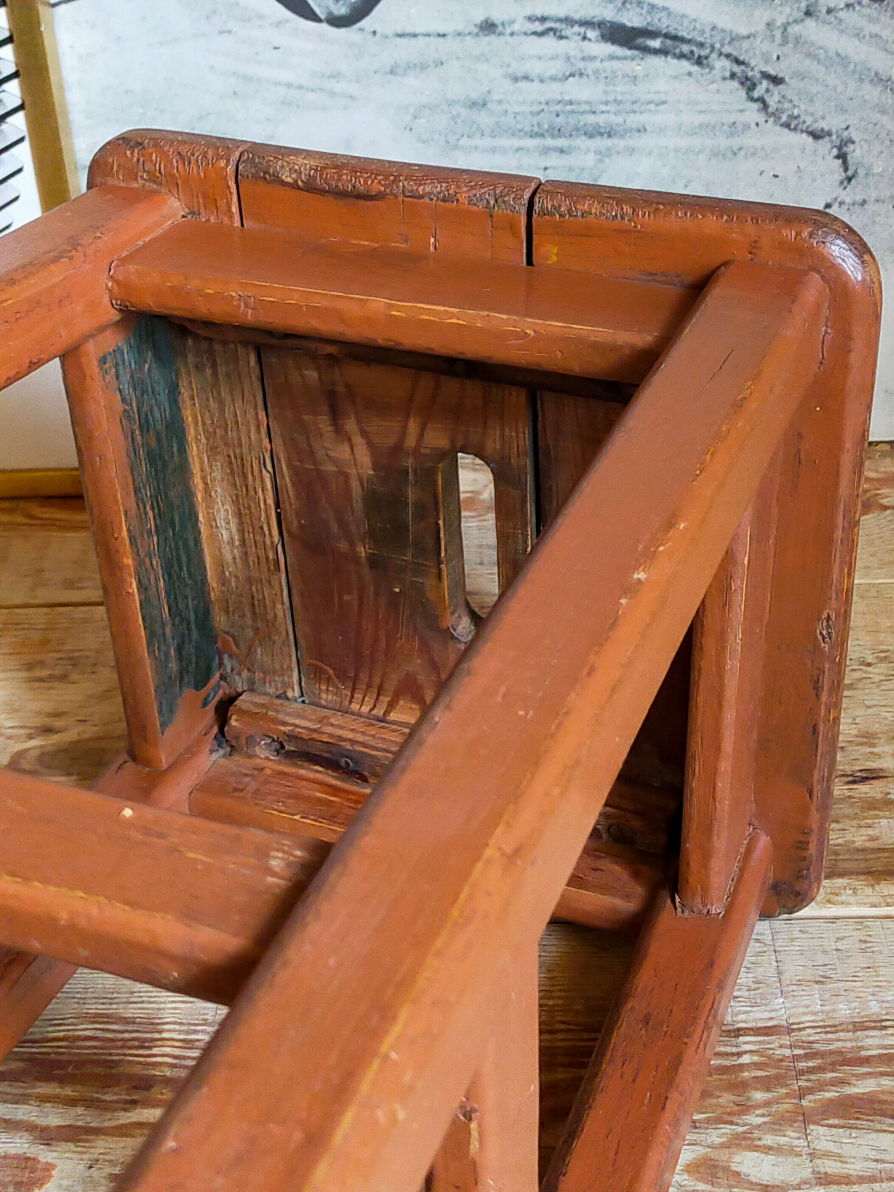 Workshop stool in old solid wood