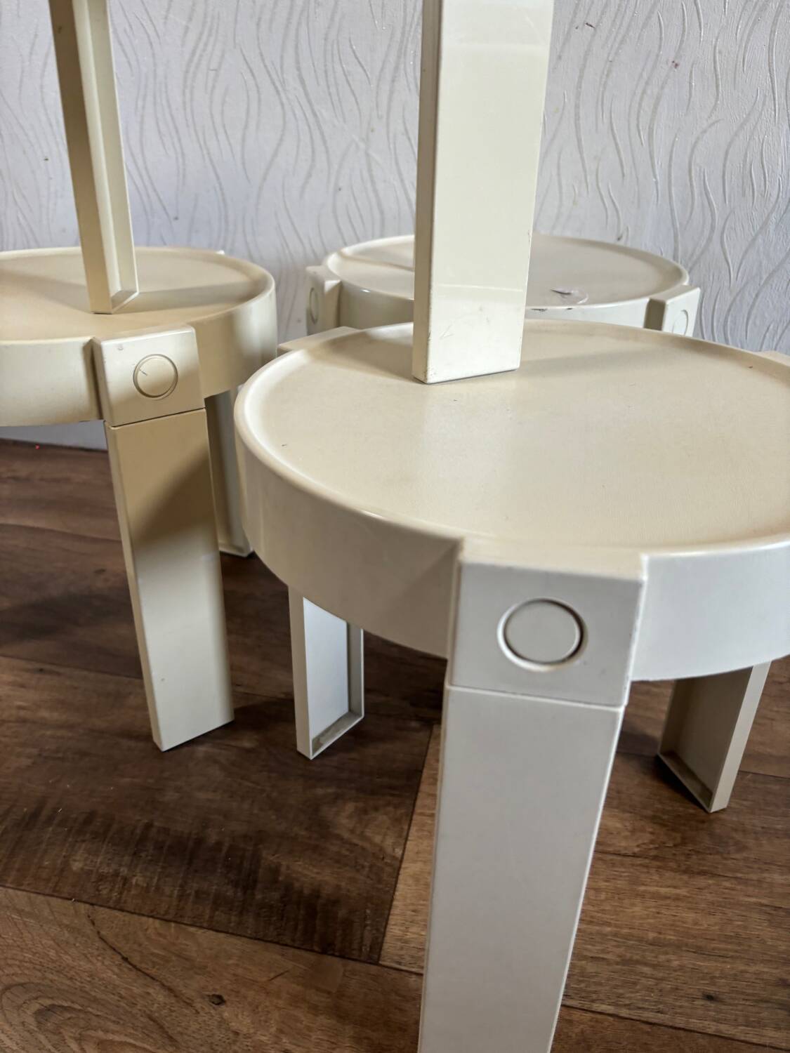 4 flair nesting tables for prisunic space age 70s white plastic