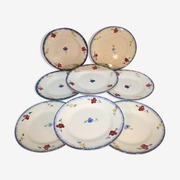 8 plates Mary Lou Digoin Sarreguemines ø 18 cm