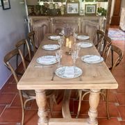 Large Restored Solid Oak Dining Table – Whitewashed Finish