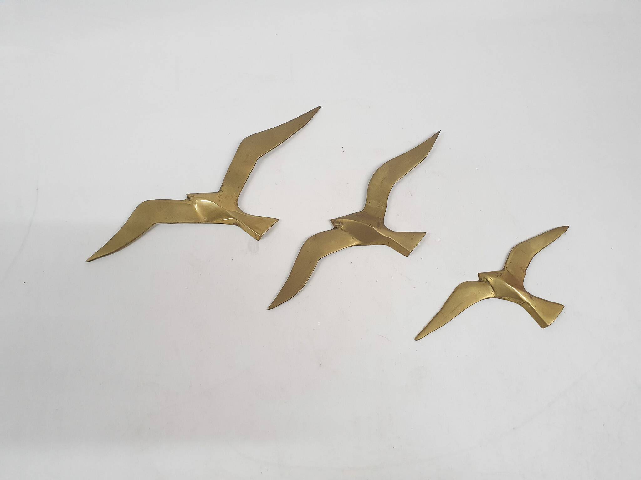 Set of three brass wall objects - birds, The Netherlands, 1960's