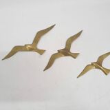 Set of three brass wall objects - birds, The Netherlands, 1960's