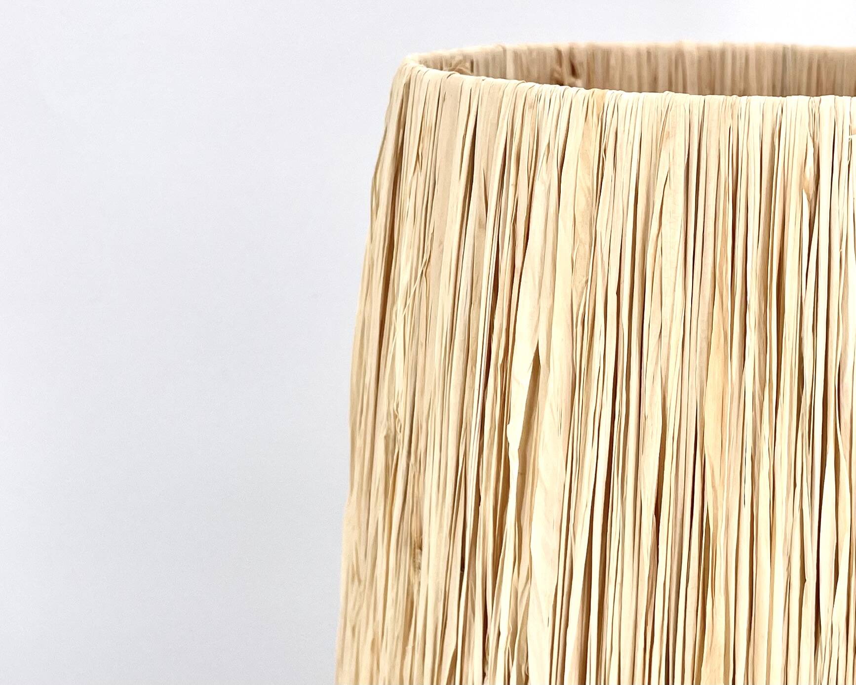 Wooden ball lamp, raffia lampshade, 1970s