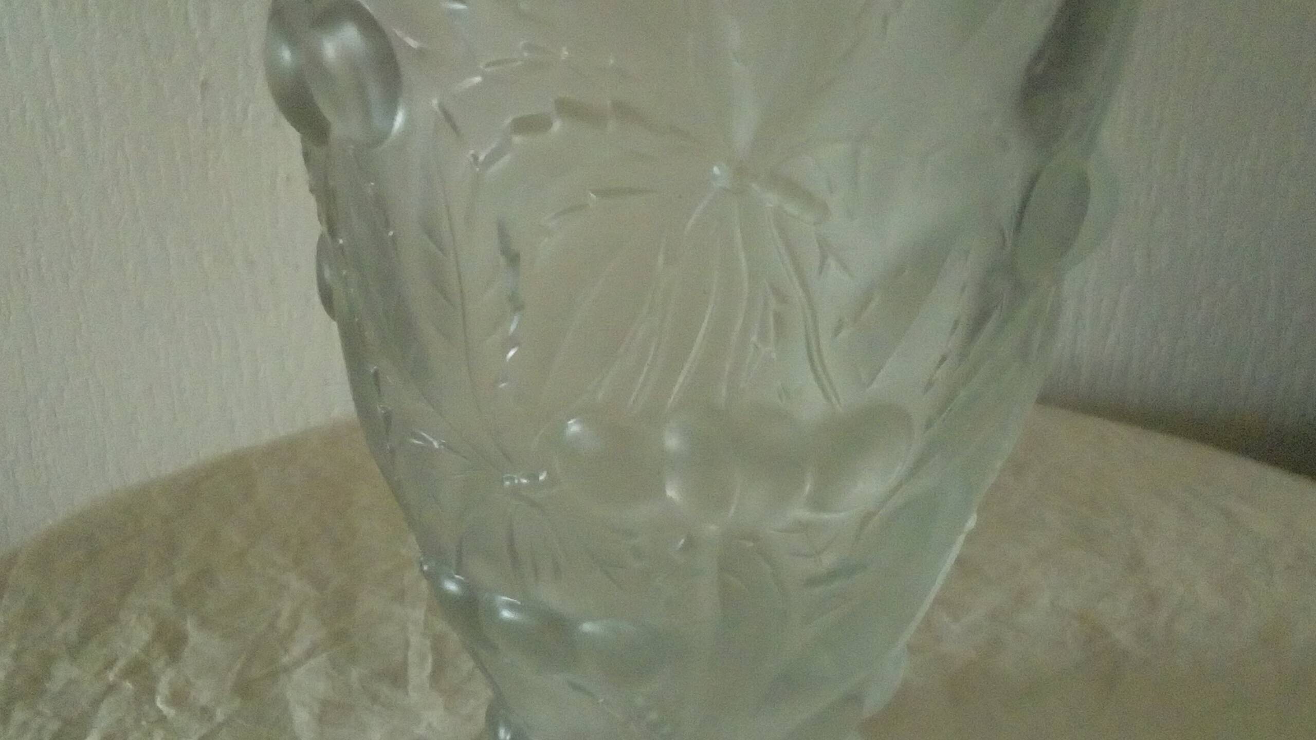 Frosted glass vase with relief cherry decoration