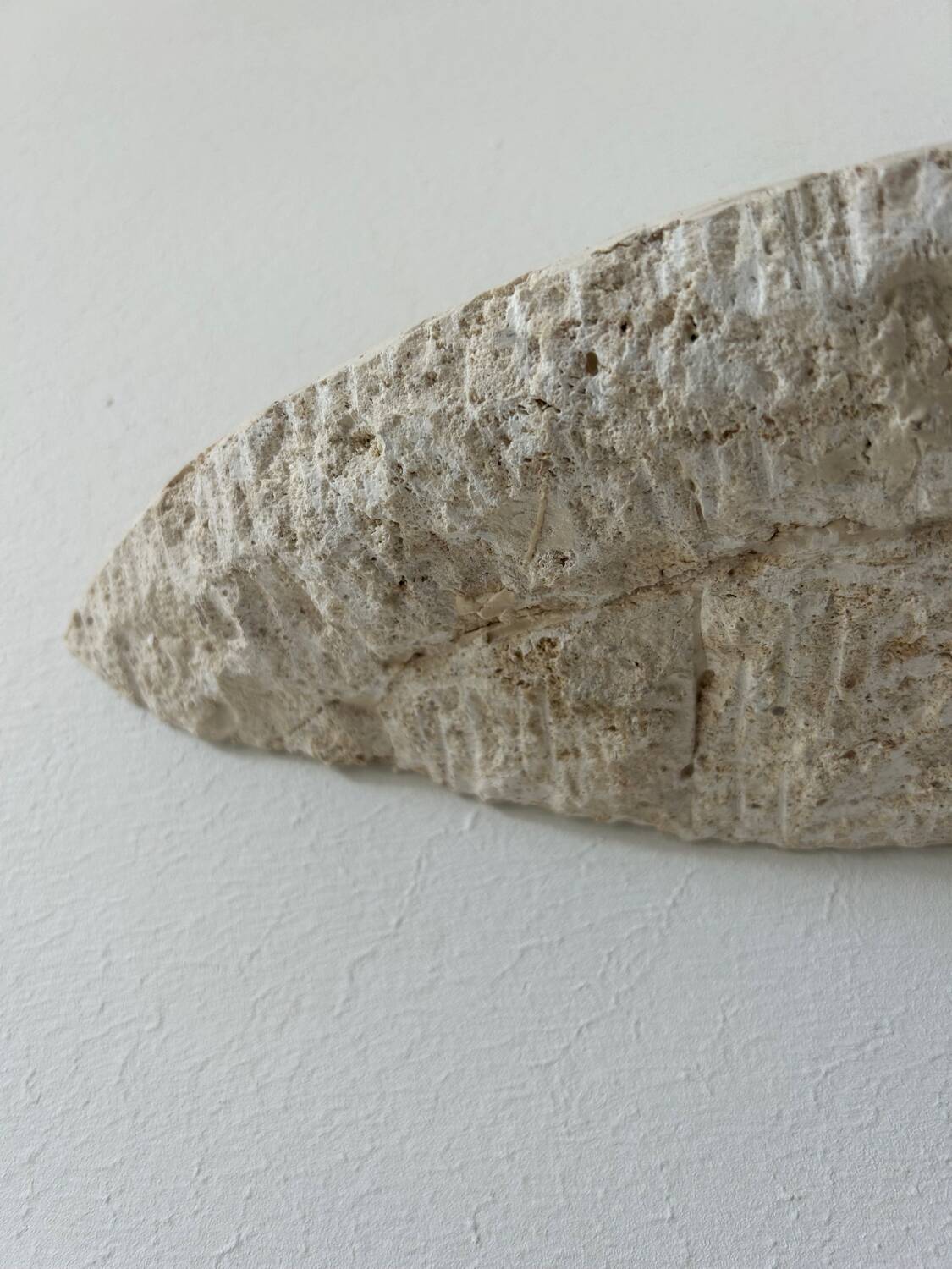 Pair of vintage stone sconces, natural beige, Italy 1979