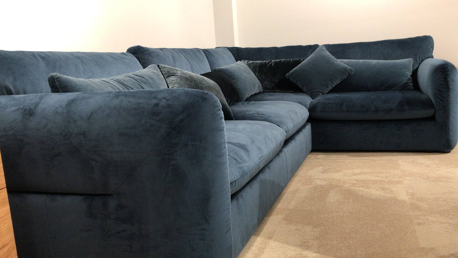 Blue Velvet Corner Sofa