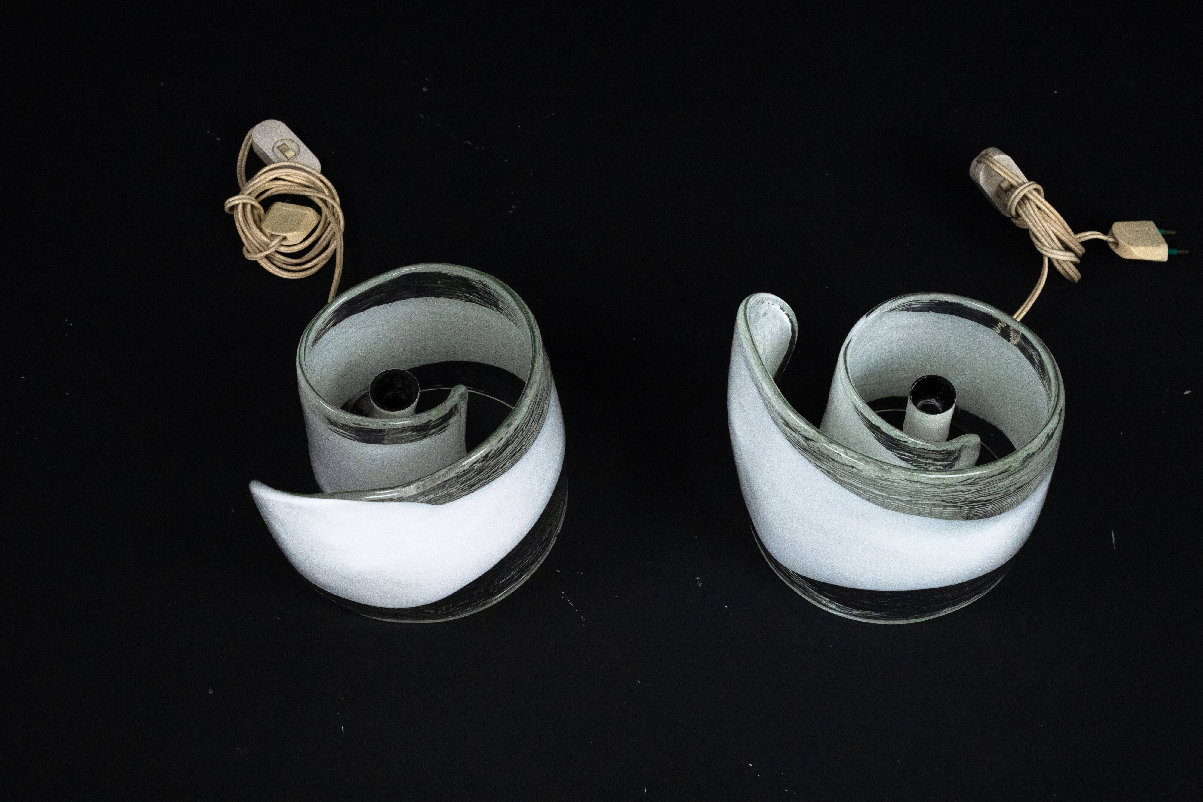 La Murrina, pair of Murano glass table lamps. Italy 1970s