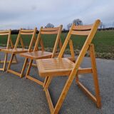Set of 4 Folding Chairs in Wood and Plywood