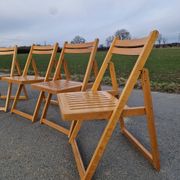 Set of 4 Folding Chairs in Wood and Plywood