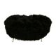 Mid-Century Modern Black Mongolian Goat and Bronze Italian Stool, 1950s