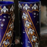 Pair of Art Nouveau vases in Lunéville porcelain - Floral motifs in gilded relief