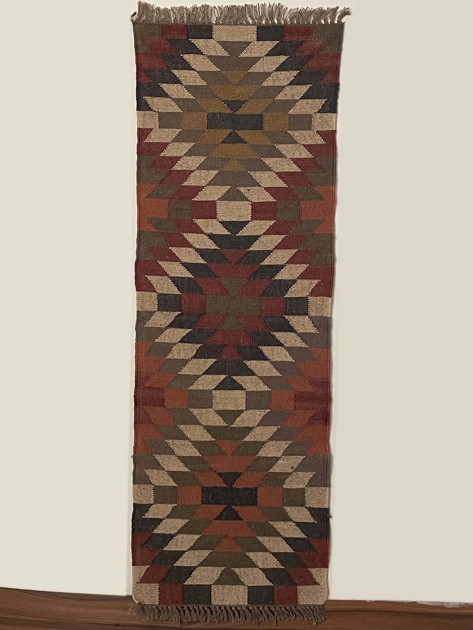 2 x 6 jute handwoven kilim runner Dhurrie rug, Indian