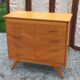 Vintage chest of drawers in blond and golden oak, compass legs and 4 drawers, 1950s