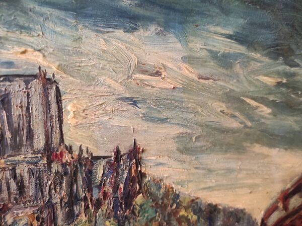 Peinture à l'huile sur toile vintage française de Paris, signée Lendais