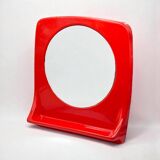 Miroir italien Space Age rouge avec étagère, années 1970