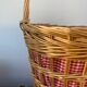Basket in vintage woven wicker and red gingham