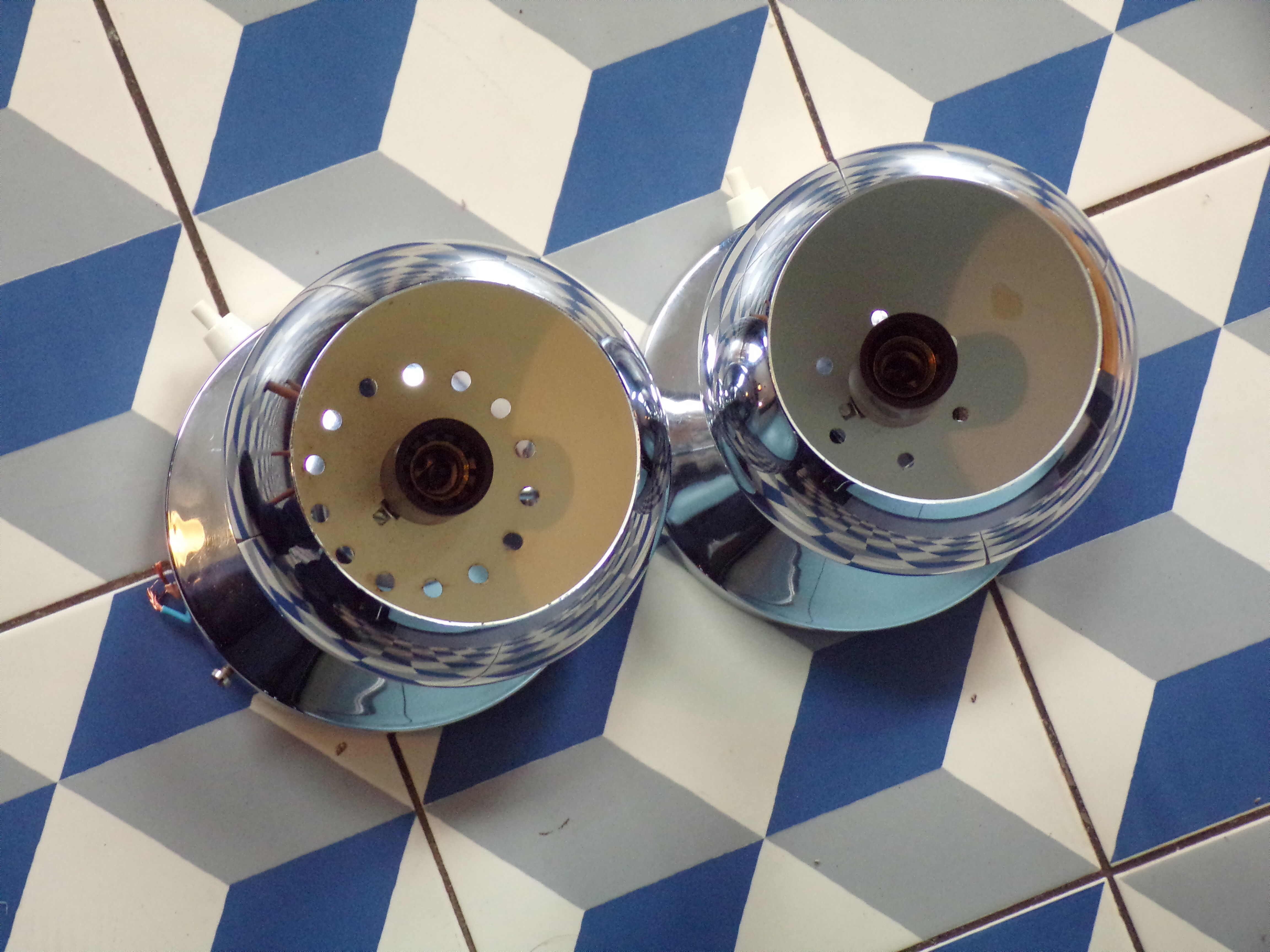 Pair of Lambert Rohrer eye-ball wall lamps