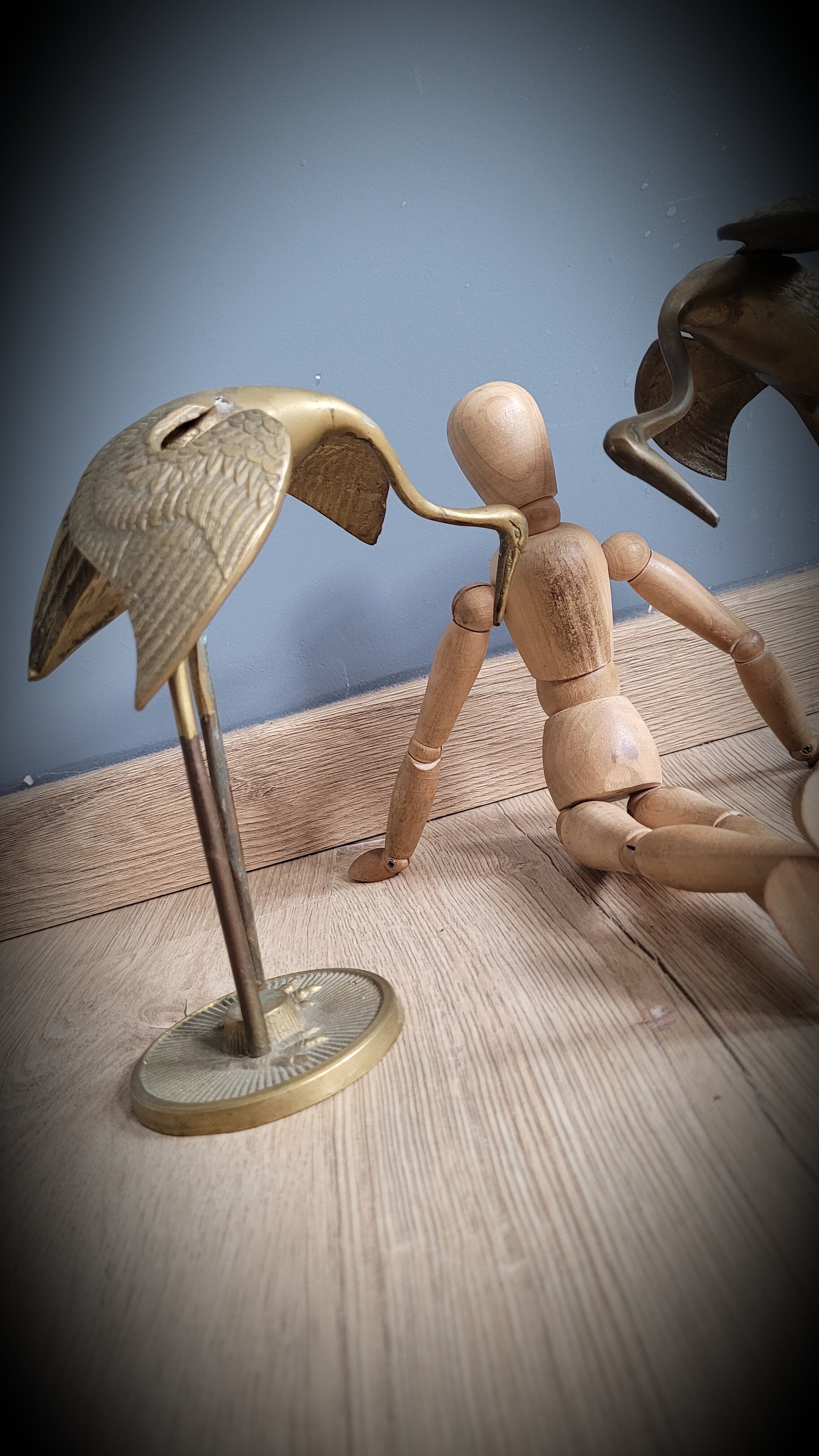 Duo herons brass wings