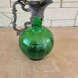 Carafe à eau en verre à facettes verte début 20ième