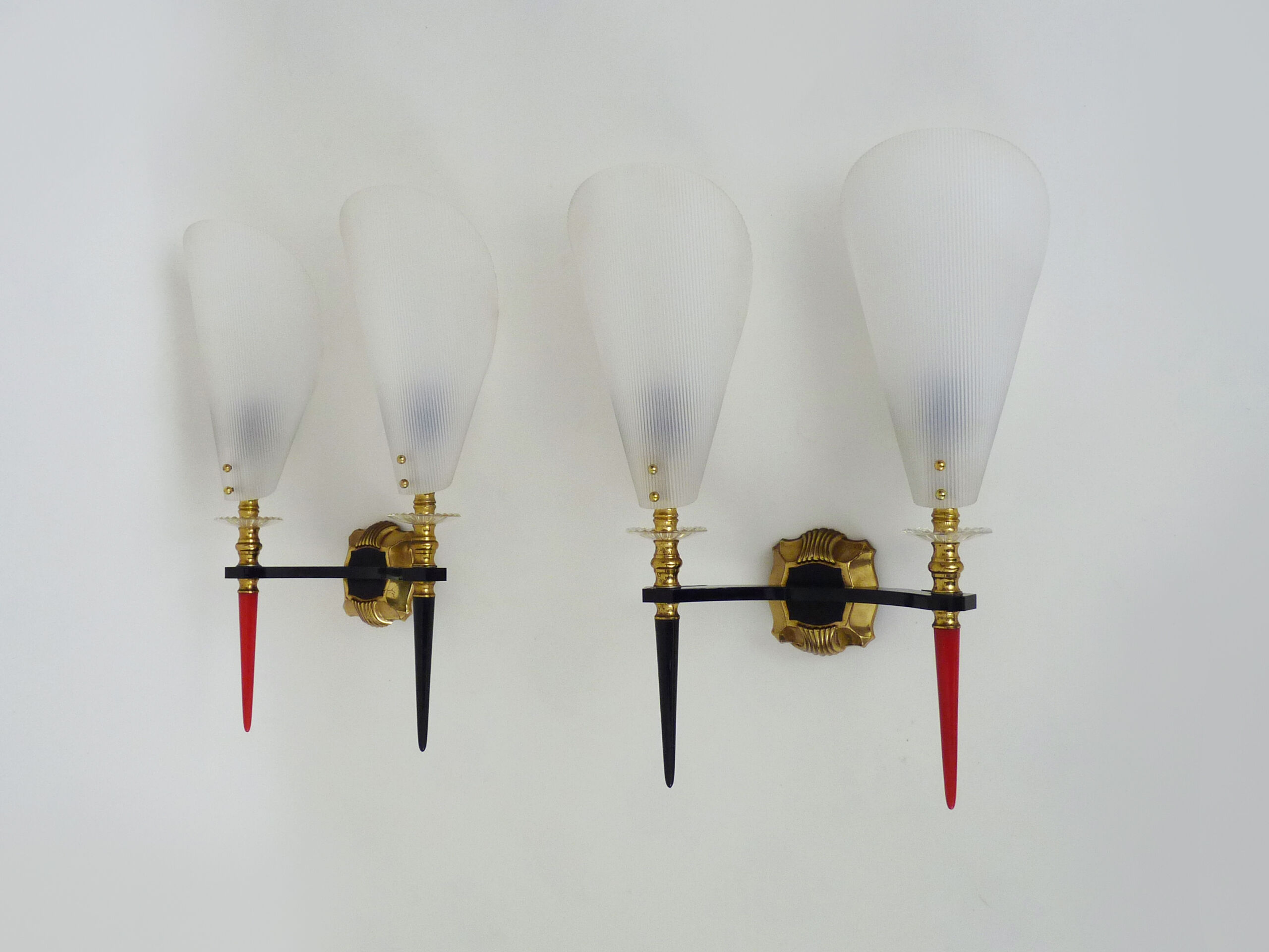 Pair of vintage Rockabilly double wall lamps