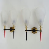 Paire d'appliques murales doubles vintage Rockabilly