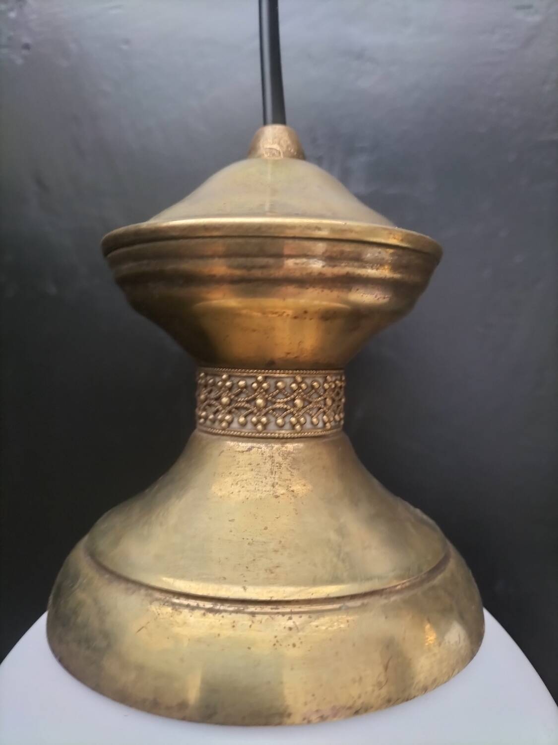 Brass and glass pendant lights