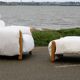 Enzo Mari, Gamba di Legno armchair and ottoman, Driade, Italy, 1976
