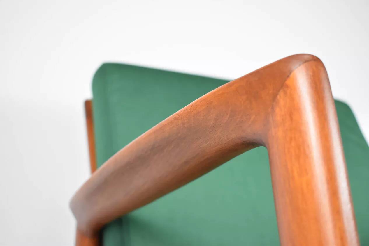 Fauteuil scandinave restauré d'origine, icône des années 60, velour