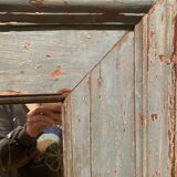 Mirror in blue lacquered wood, 148x102 cm