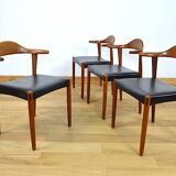 4 Fauteuils Danois en Teck Jacob Hermann  Randers Mobelfabrik 1960