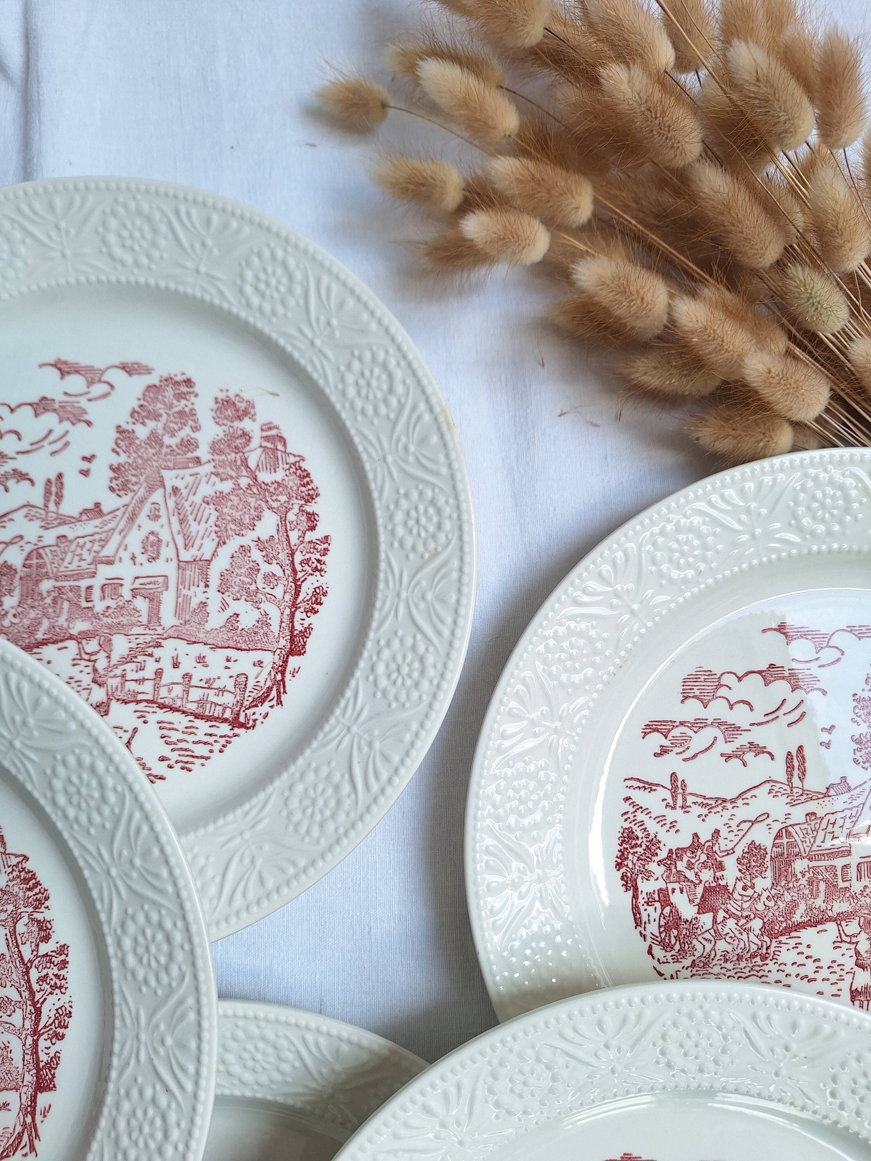 Vintage pink/red dinner plates