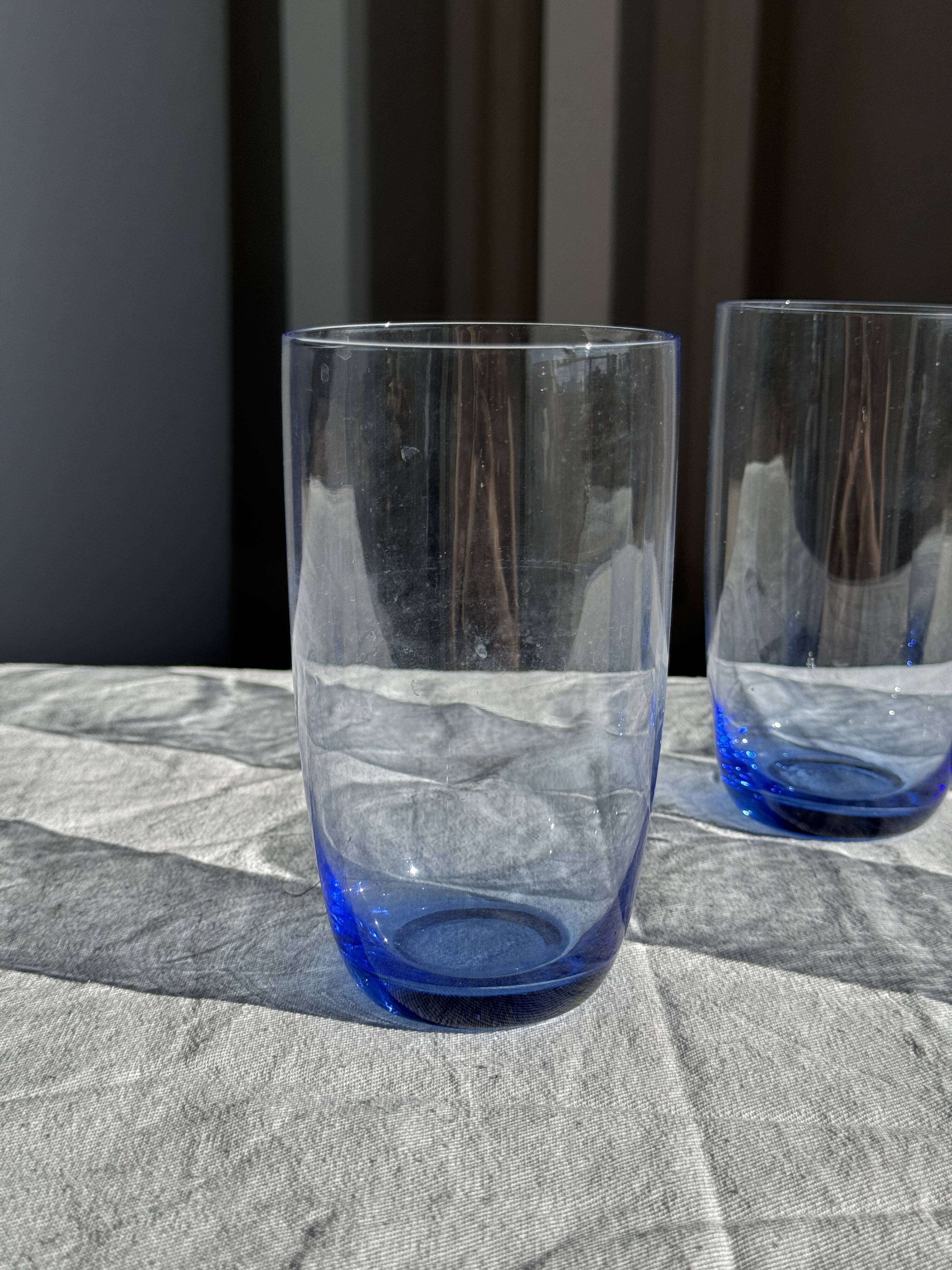 Set of 4 blue orangeade glasses H14