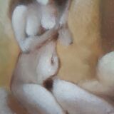 Female nude painting, Painting on copper.