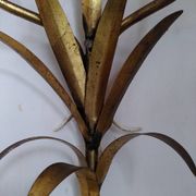 Pair of gold metal leaf wall sconces