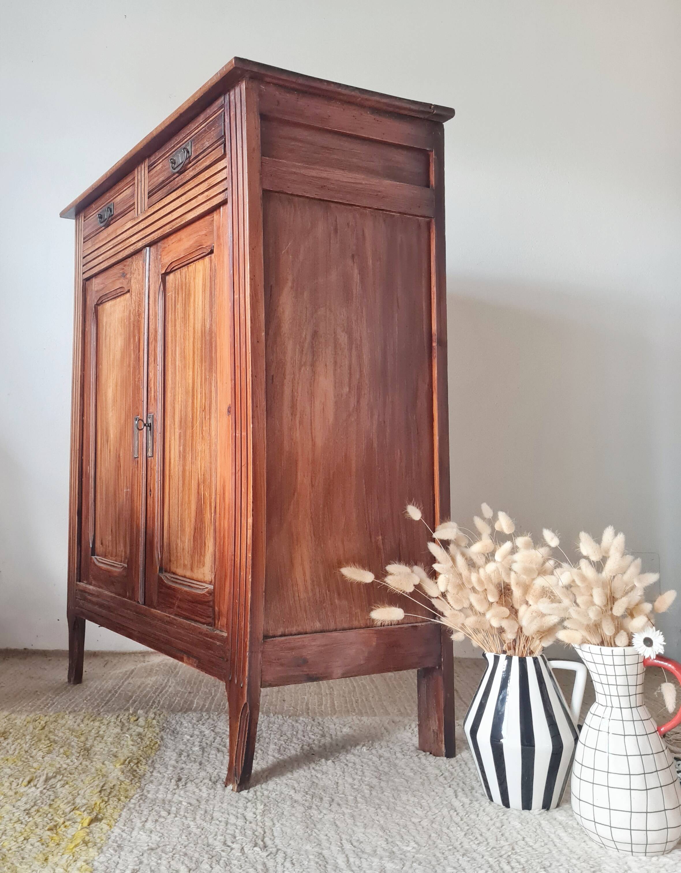 Buffet parisien bois ancien 2 portes panneautées