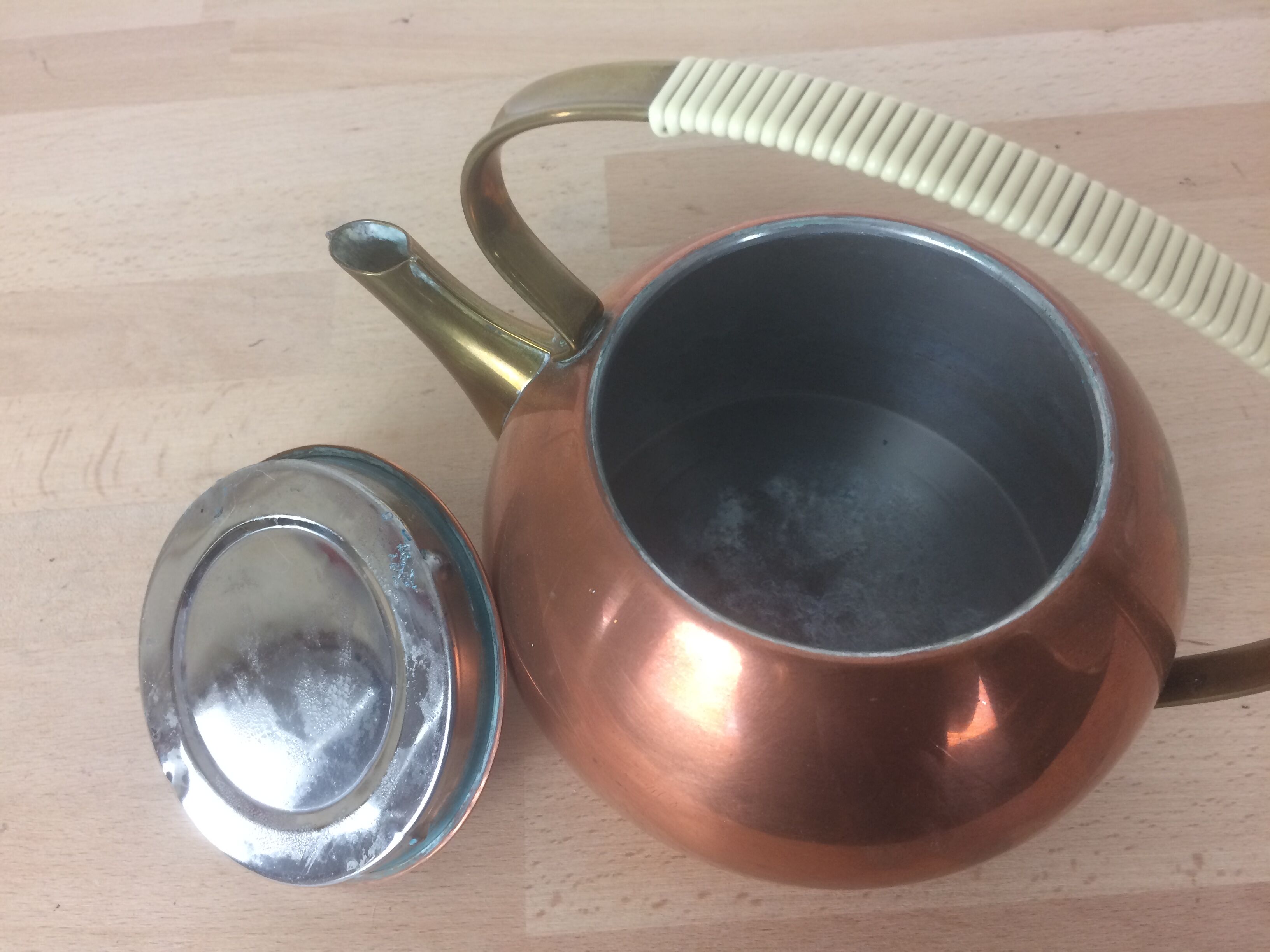 Copper and brass teapot Scandinavian style