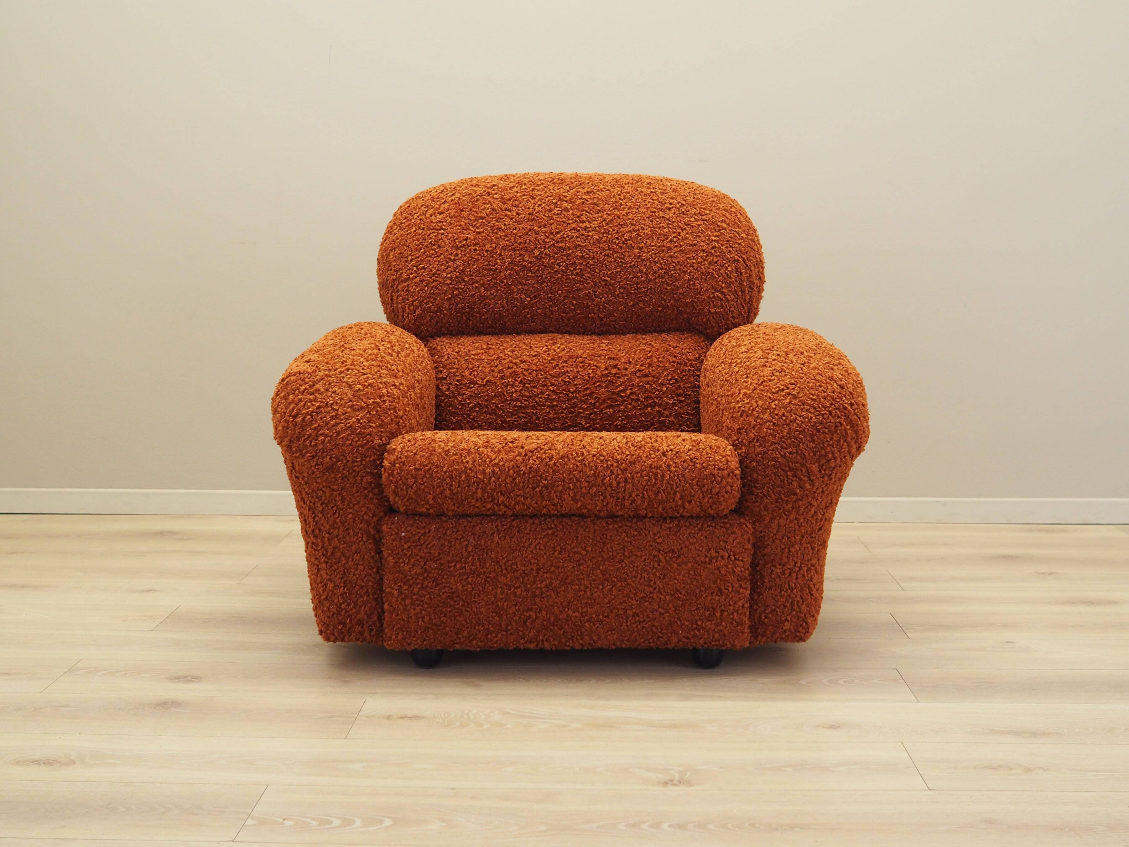 Orange armchair, Italian design, 1970s, production: Italy