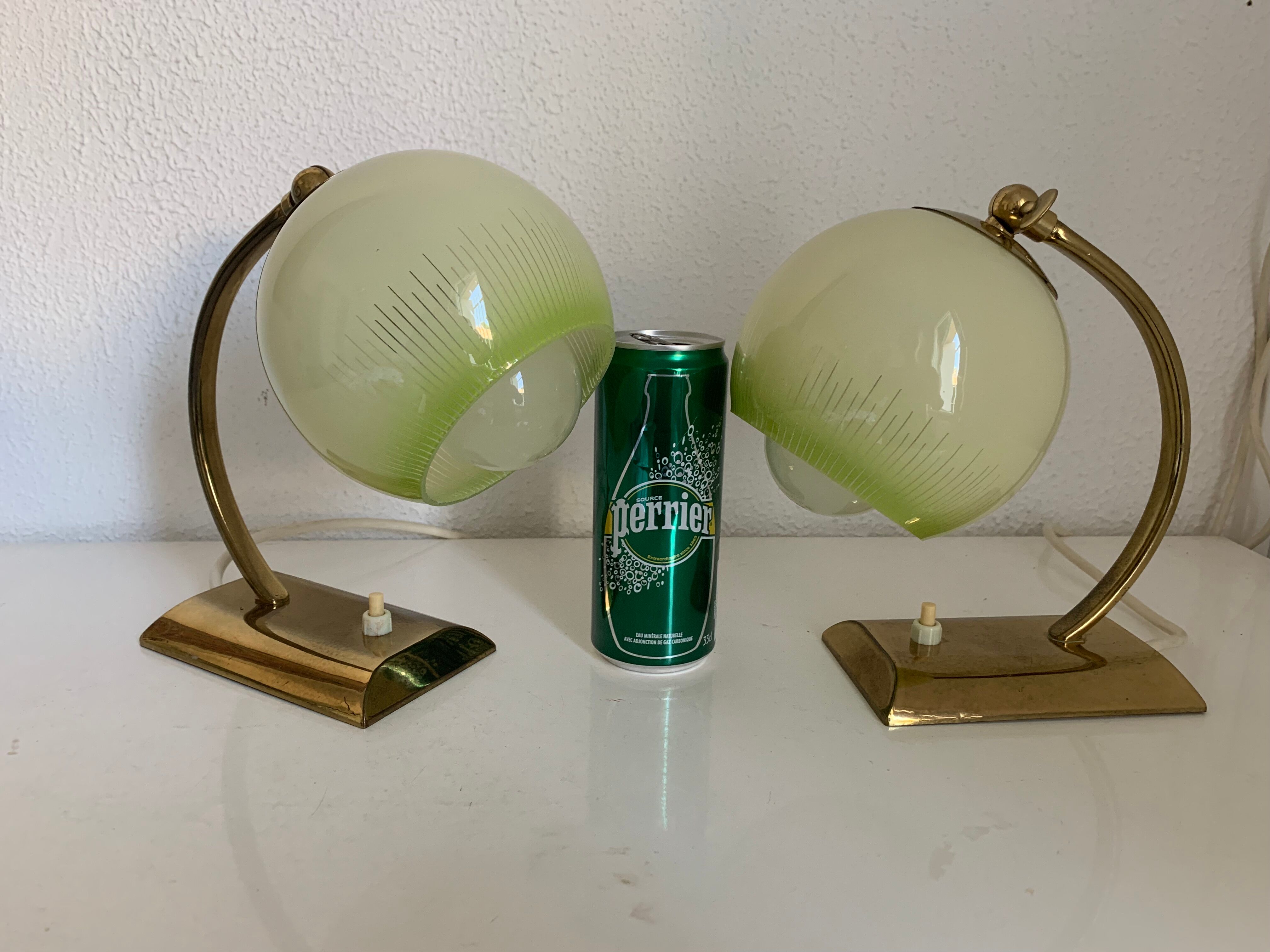 Pair vintage 1950 wall lamps bedside lamps gold - 21 cm