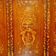 Pair of three-panel screens made of Dutch hardwood and walnut.