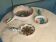 Set of 3 ceramic fondue pots by Antoine Fazio