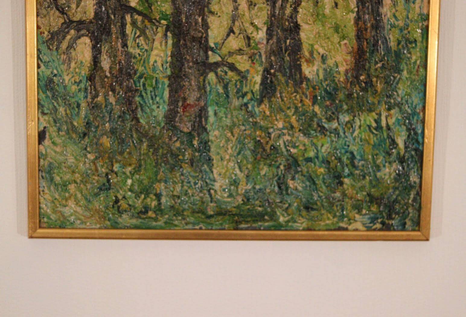 Original Mid Century Swedish Oil on Panel – “Textured Forest” by Stig Allan