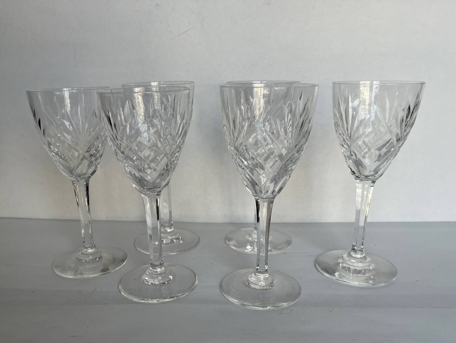 6 Saint Louis crystal red wine glasses