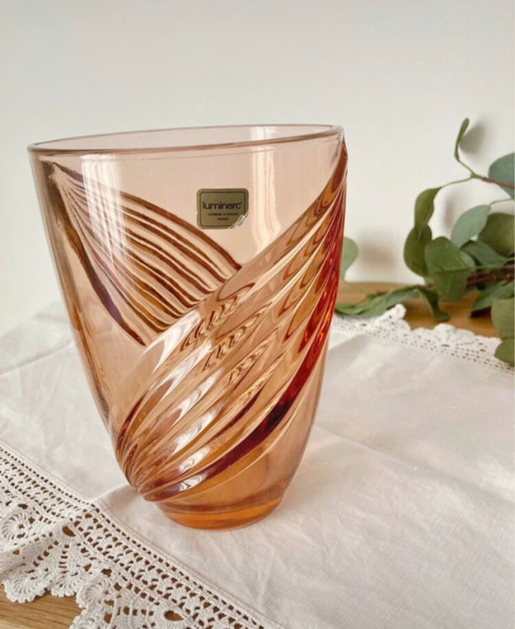 Luminarc pink vase arque glassware made in France
