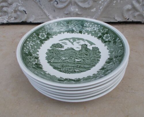 6 hollow plates Adams English Scenic green