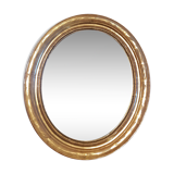 Golden wood oval mirror 50x61cm