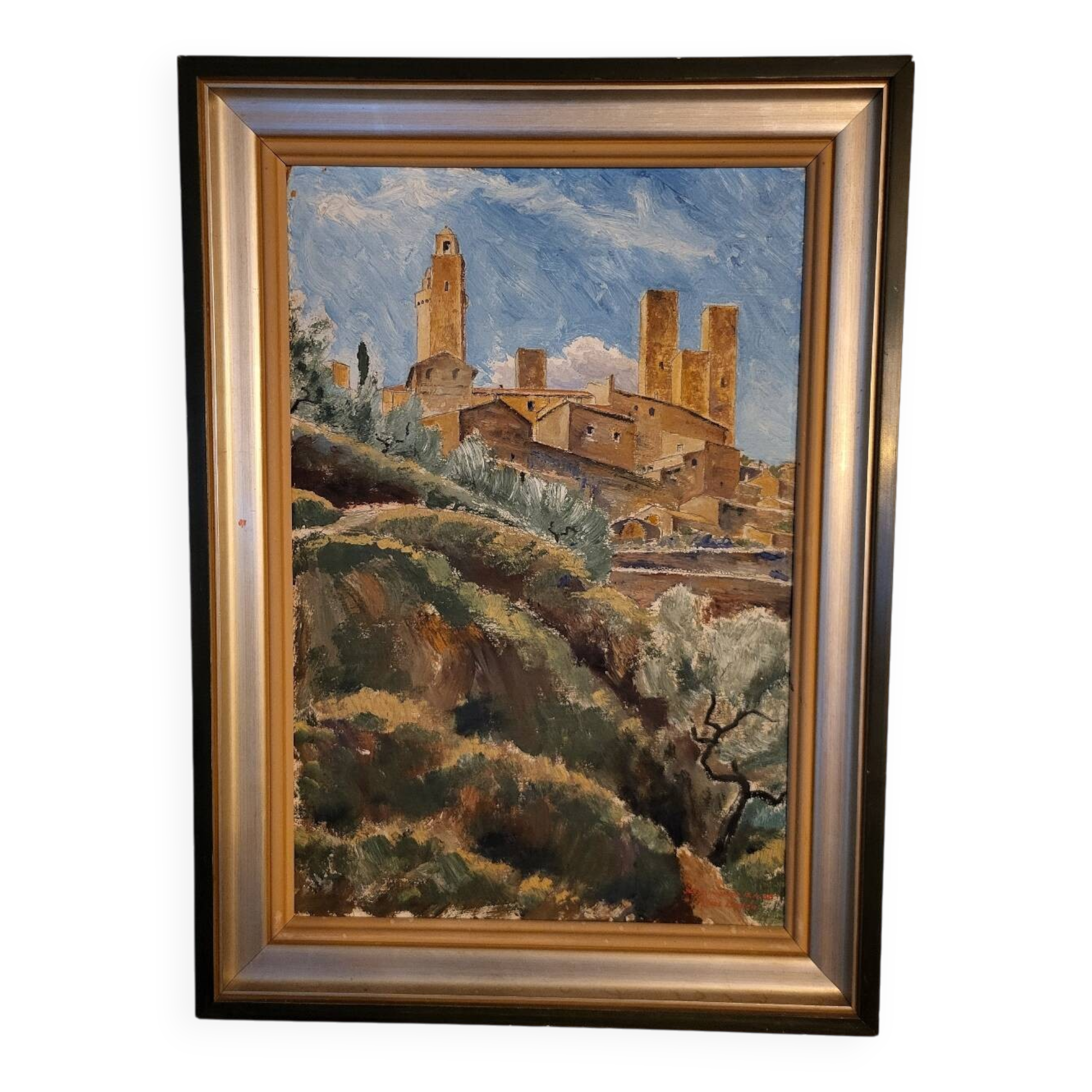 Oil painting by Hans Lindén /1938/ San Gimignano Italy