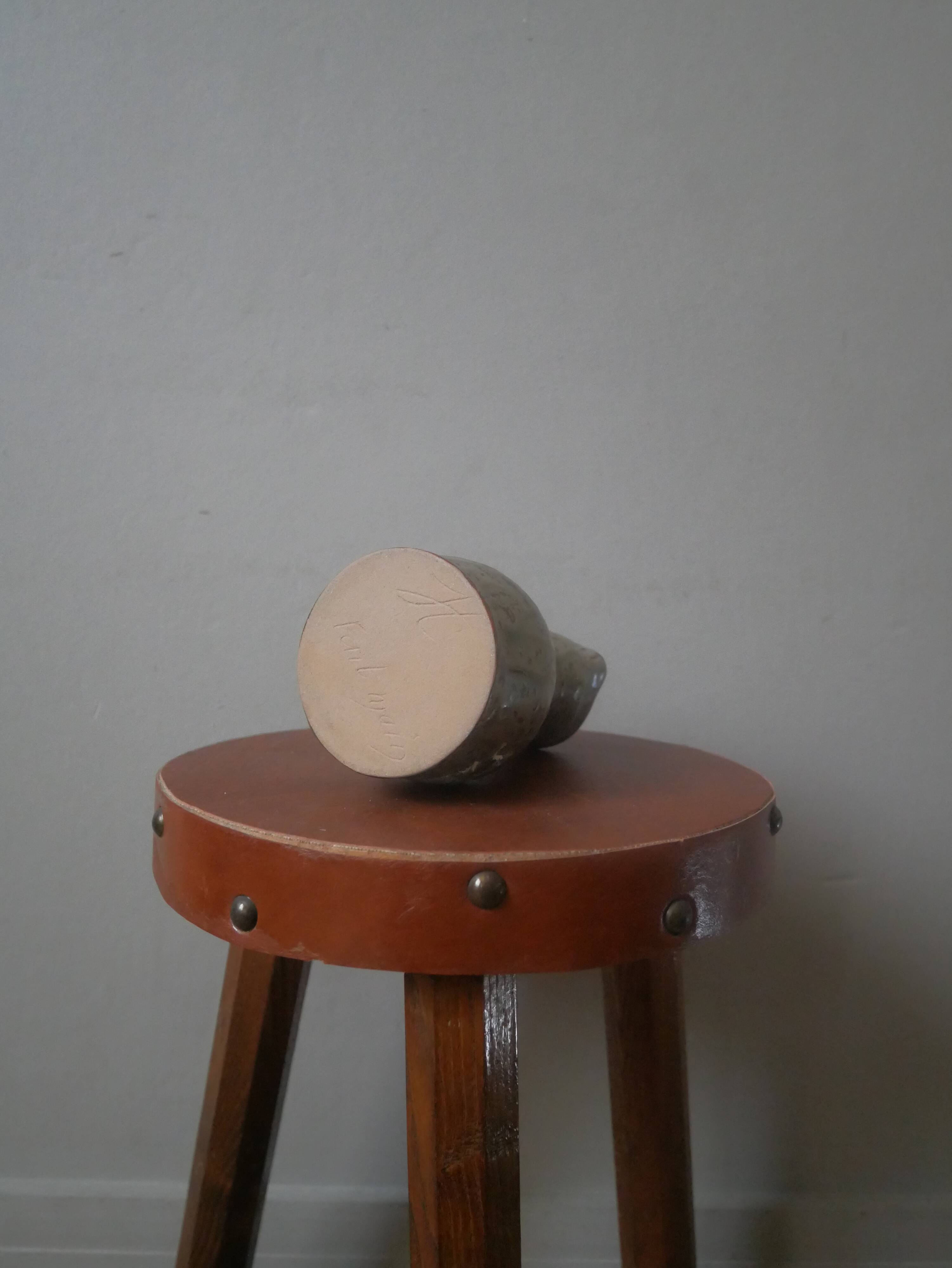 Ceramic pitcher vase with handle handmade pottery artisanal manufacturing Scandinavian country decoration