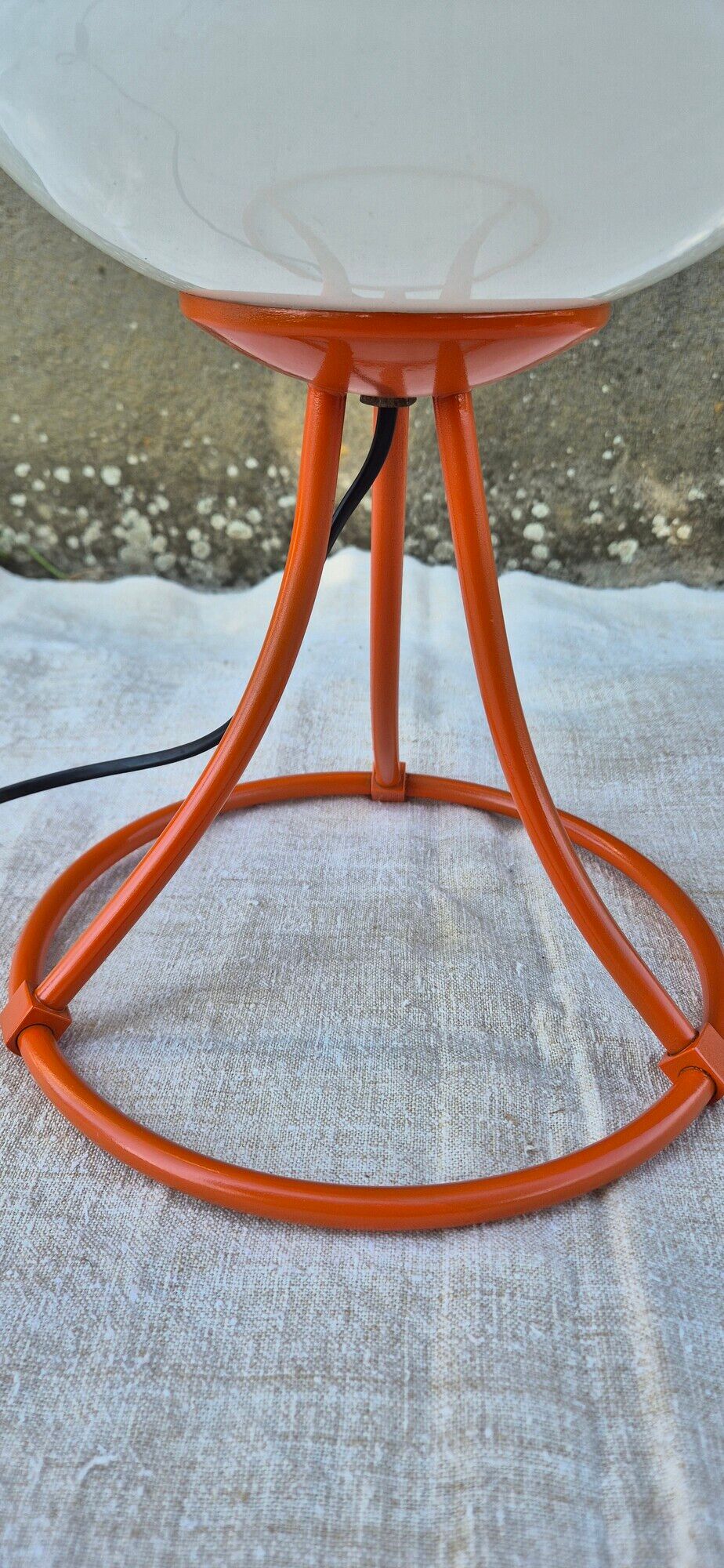Vintage Space Age orange opaline table lamp 70s