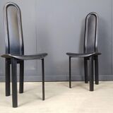 Set of 6 high back leather dining chairs, 1980s