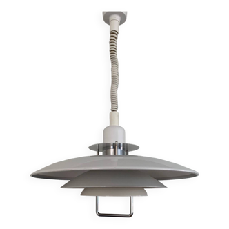 Extendable suspension in white lacquered metal, suede from the 70s/80s